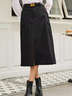 Elegant high waist midi skirt perfect for formal occasions and stylish everyday wear
