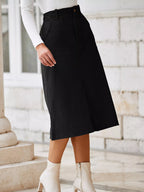 Elegant high waist midi skirt perfect for formal occasions and stylish everyday wear