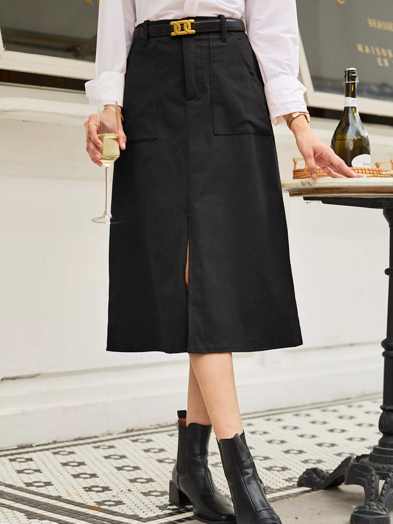 Elegant high waist midi skirt perfect for formal occasions and stylish everyday wear