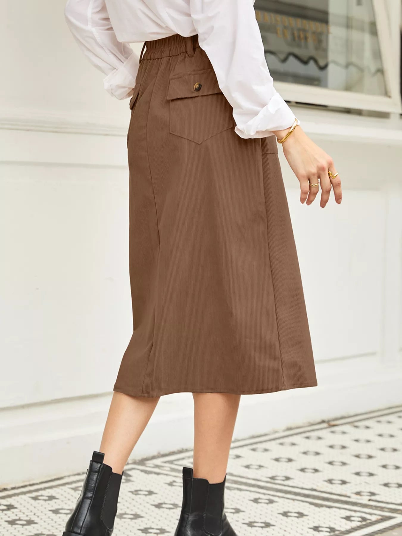 Elegant high waist midi skirt perfect for formal occasions and stylish everyday wear