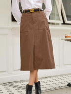 Elegant high waist midi skirt perfect for formal occasions and stylish everyday wear