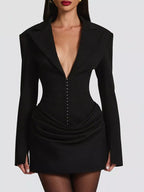Plus size blazer-style mini dress combining elegance and comfort for a sophisticated look