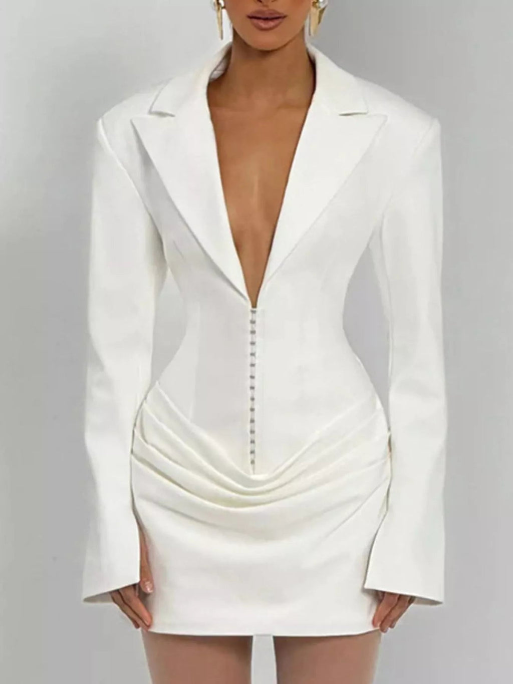 Full Size Blazer - Style Long Sleeve Mini Dress Plus Size