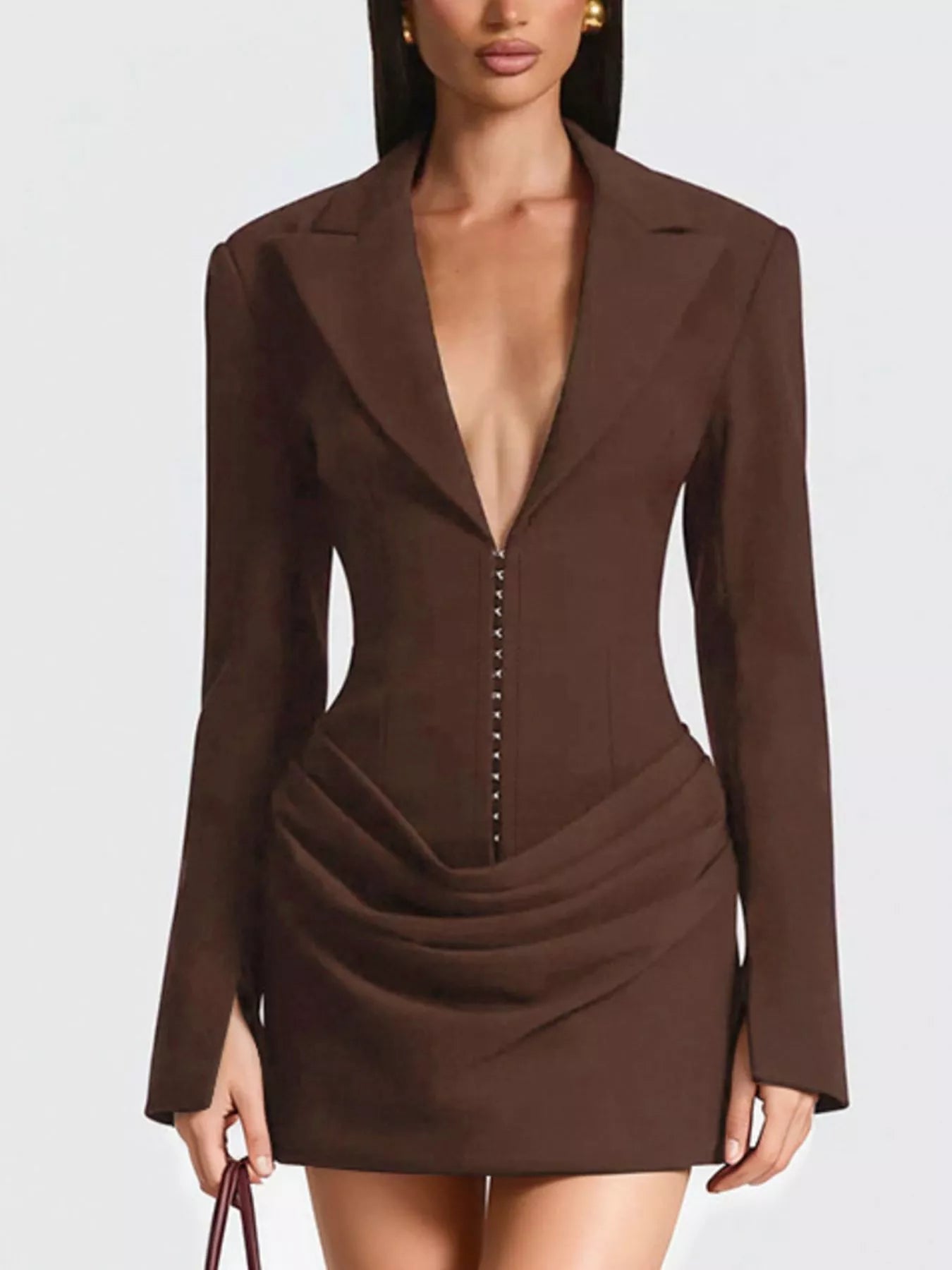 Plus size blazer-style mini dress combining elegance and comfort for a sophisticated look