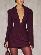 Plus size blazer-style mini dress combining elegance and comfort for a sophisticated look