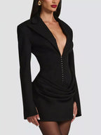 Plus size blazer-style mini dress combining elegance and comfort for a sophisticated look