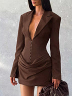 Plus size blazer-style mini dress combining elegance and comfort for a sophisticated look