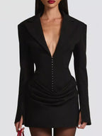 Plus size blazer-style mini dress combining elegance and comfort for a sophisticated look