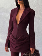 Plus size blazer-style mini dress combining elegance and comfort for a sophisticated look