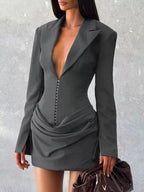 Plus size blazer-style mini dress combining elegance and comfort for a sophisticated look