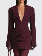 Plus size blazer-style mini dress combining elegance and comfort for a sophisticated look