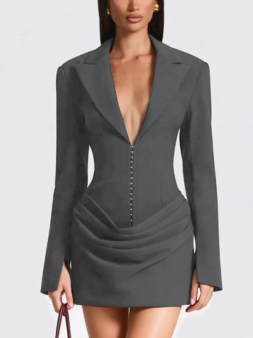Plus size blazer-style mini dress combining elegance and comfort for a sophisticated look