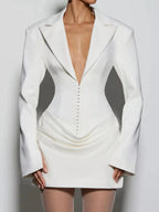 Plus size blazer-style mini dress combining elegance and comfort for a sophisticated look