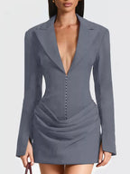 Plus size blazer-style mini dress combining elegance and comfort for a sophisticated look