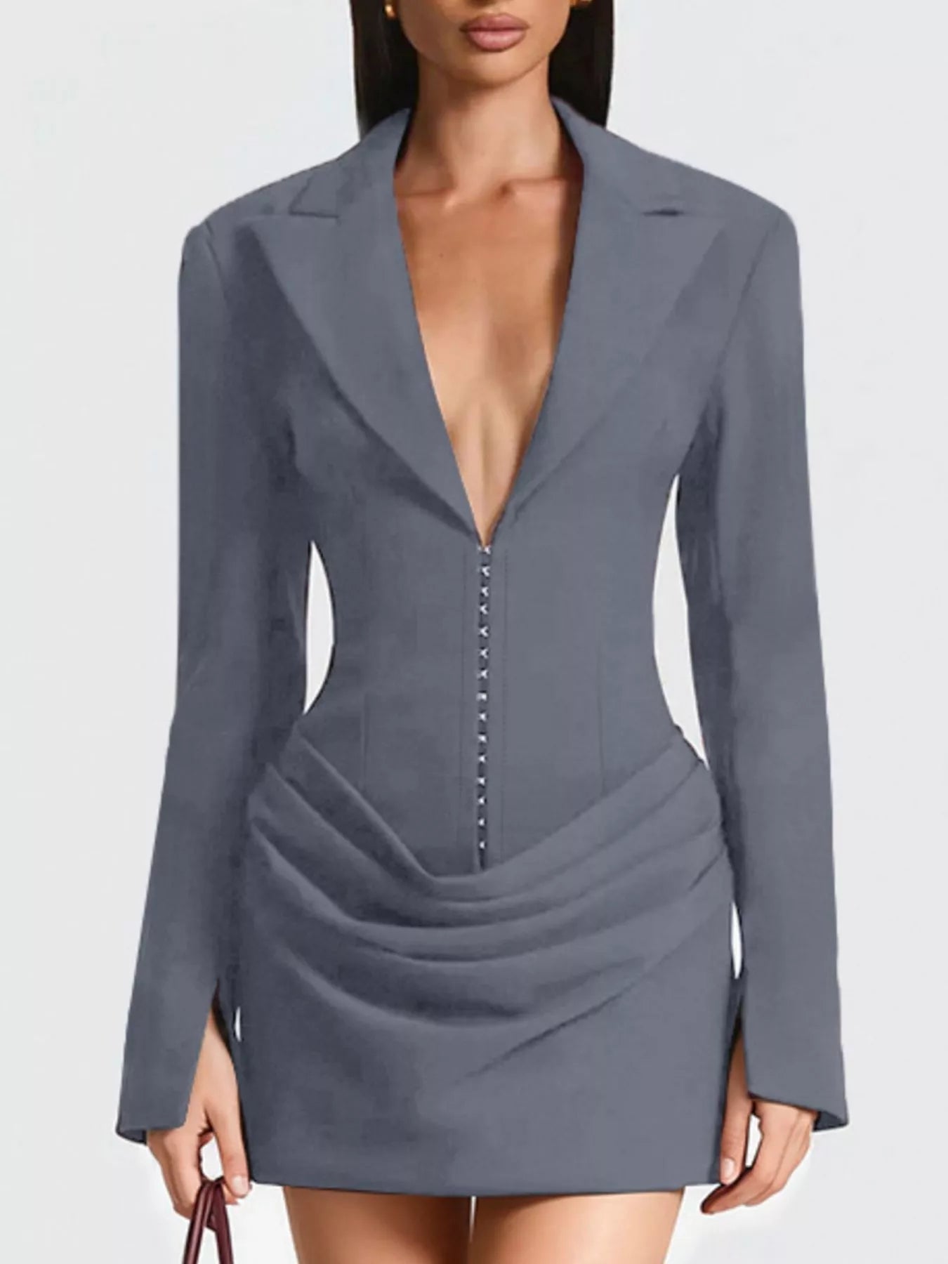 Plus size blazer-style mini dress combining elegance and comfort for a sophisticated look