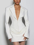 Full Size Blazer - Style Long Sleeve Mini Dress Plus Size