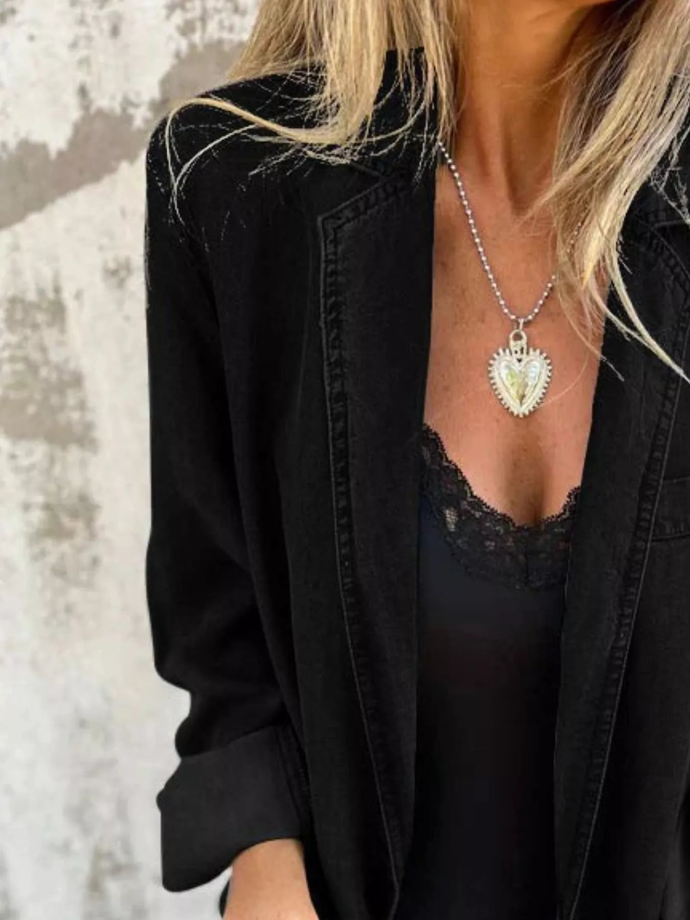 Full Size Button Down Denim Blazer Plus Size.