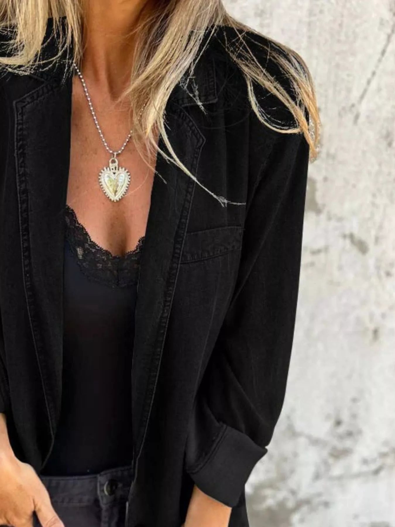 Full Size Button Down Denim Blazer Plus Size.