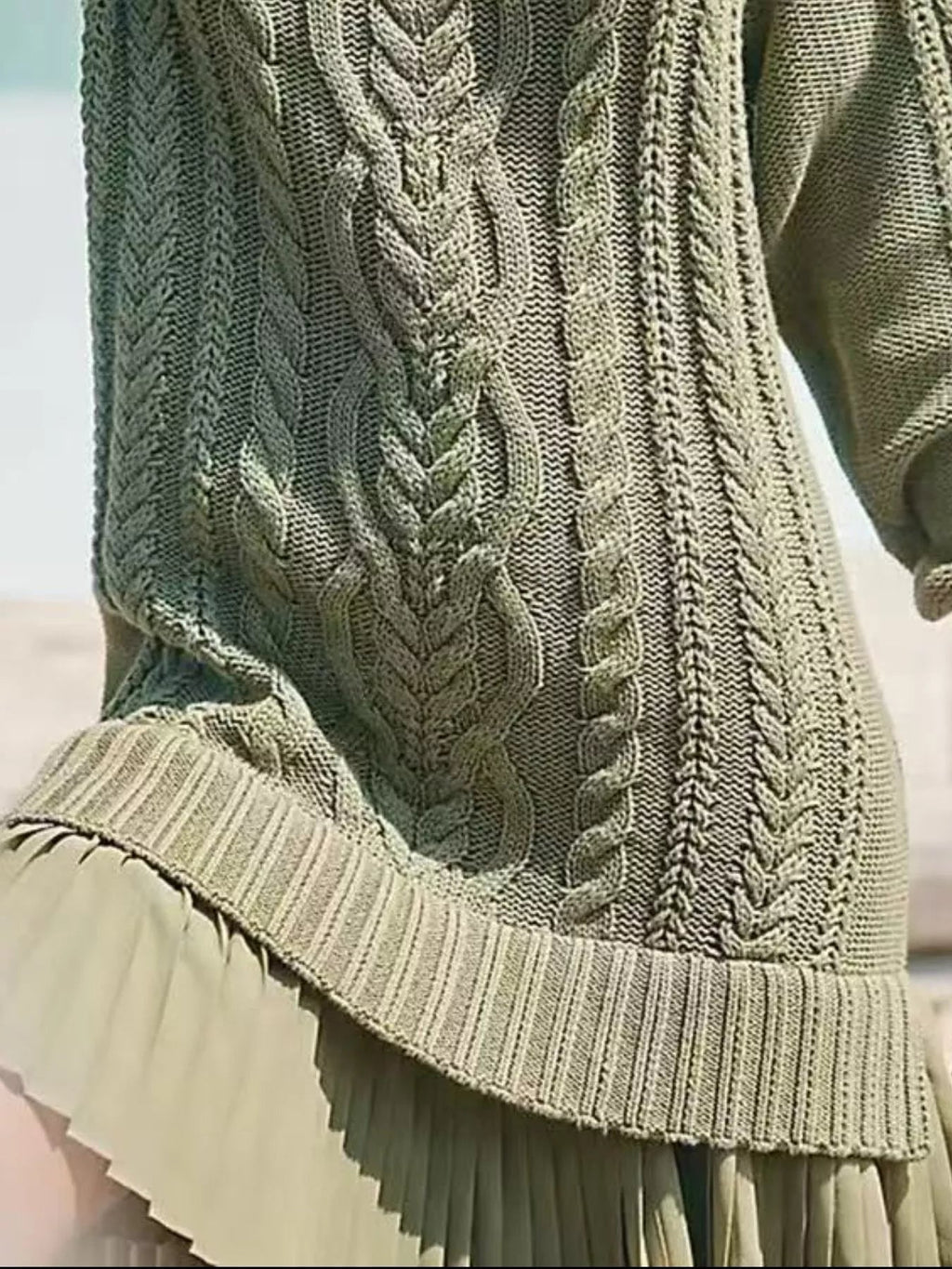 Full Size Cable Knit Pleated Hem Sweater Dress Plus SizeSweater Dress