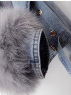 Full Size Faux Fur Collar Denim Jacket Plus Size.
