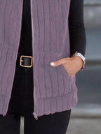 Plus size fleece vest providing warmth and style, ideal for layering in cooler weather