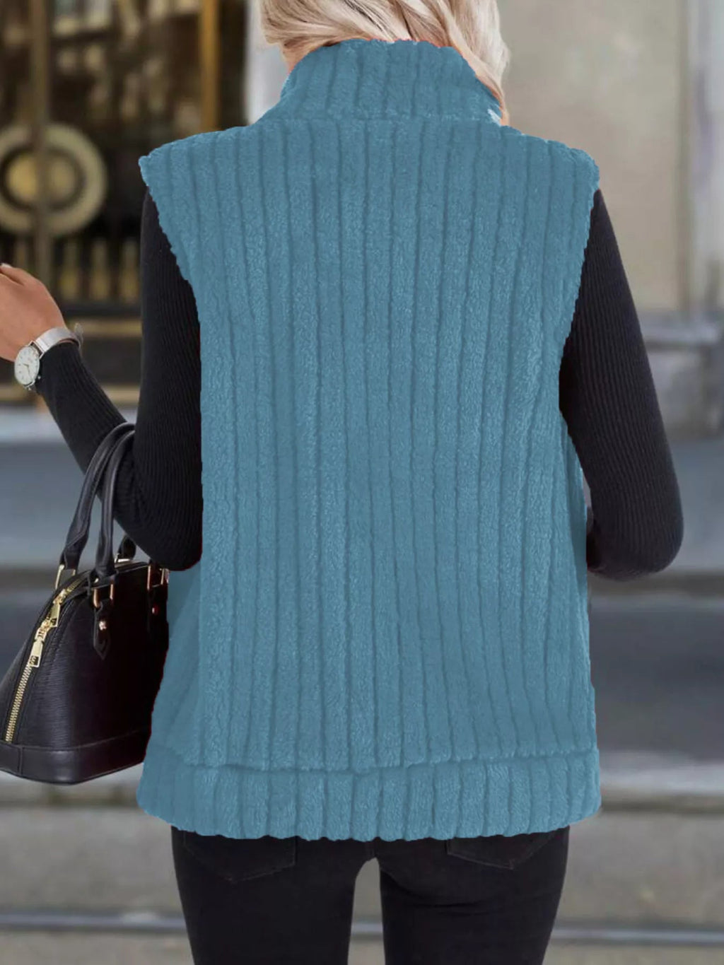 Plus size fleece vest providing warmth and style, ideal for layering in cooler weather