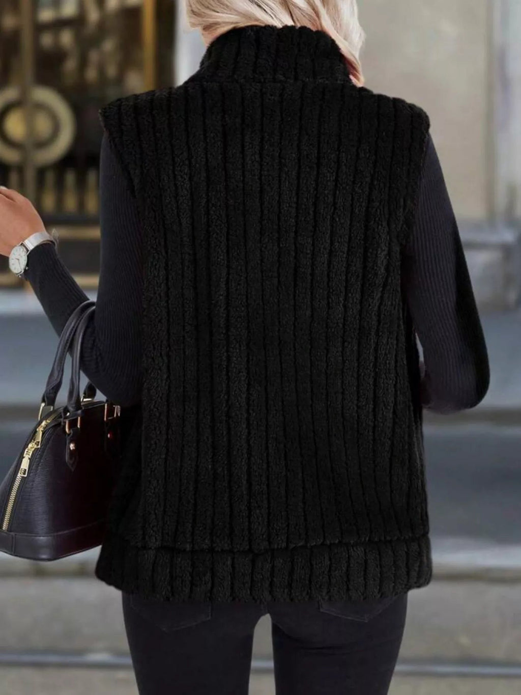 Plus size fleece vest providing warmth and style, ideal for layering in cooler weather