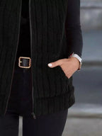 Plus size fleece vest providing warmth and style, ideal for layering in cooler weather