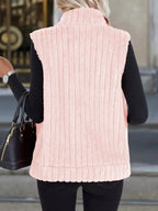 Plus size fleece vest providing warmth and style, ideal for layering in cooler weather