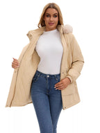 Full Size Fur Hooded Warm Winter Parka Outerwear Plus Size.