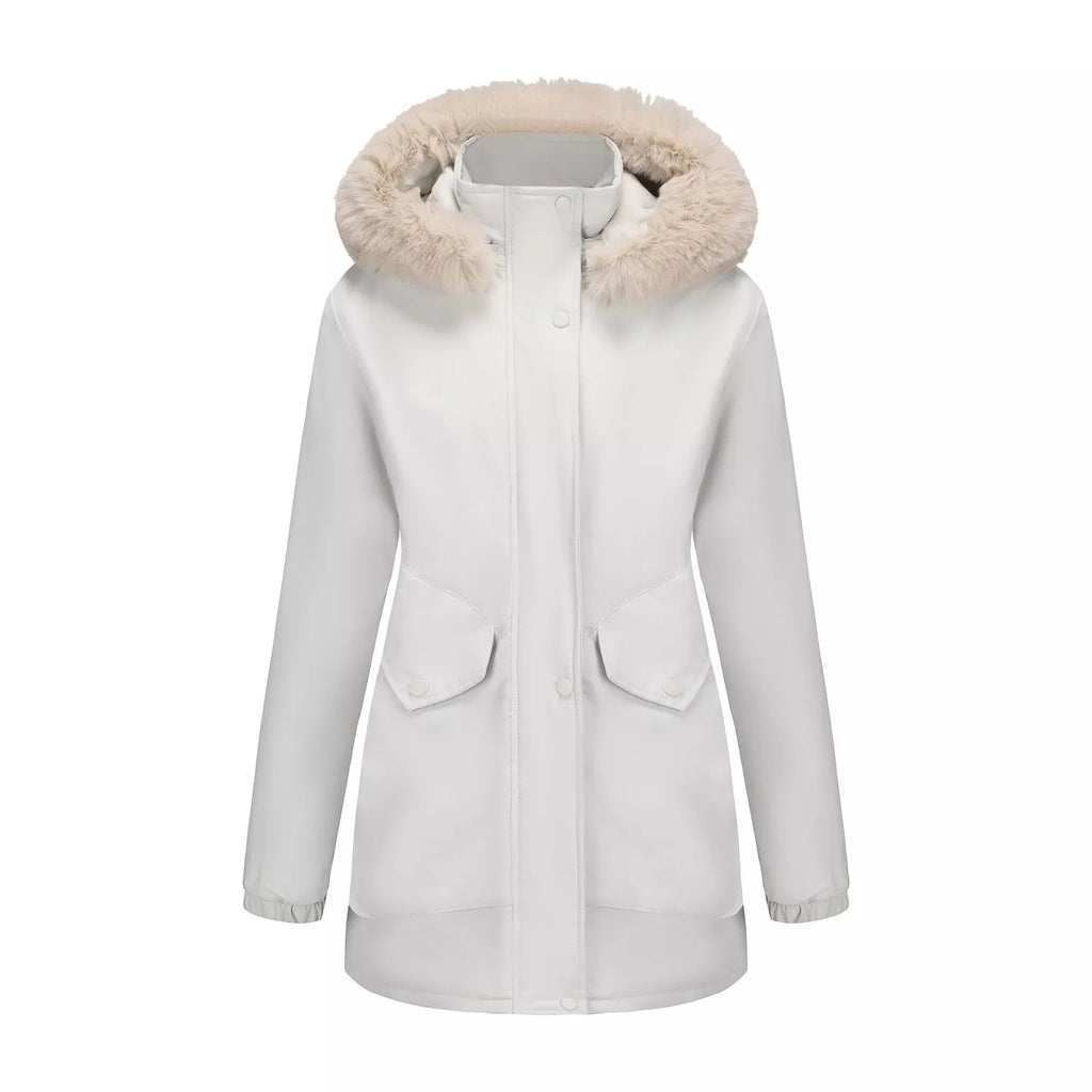 Full Size Fur Hooded Warm Winter Parka Outerwear Plus Size.