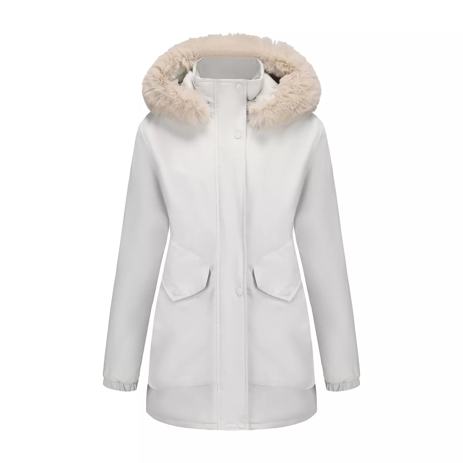 Full Size Fur Hooded Warm Winter Parka Outerwear Plus Size.