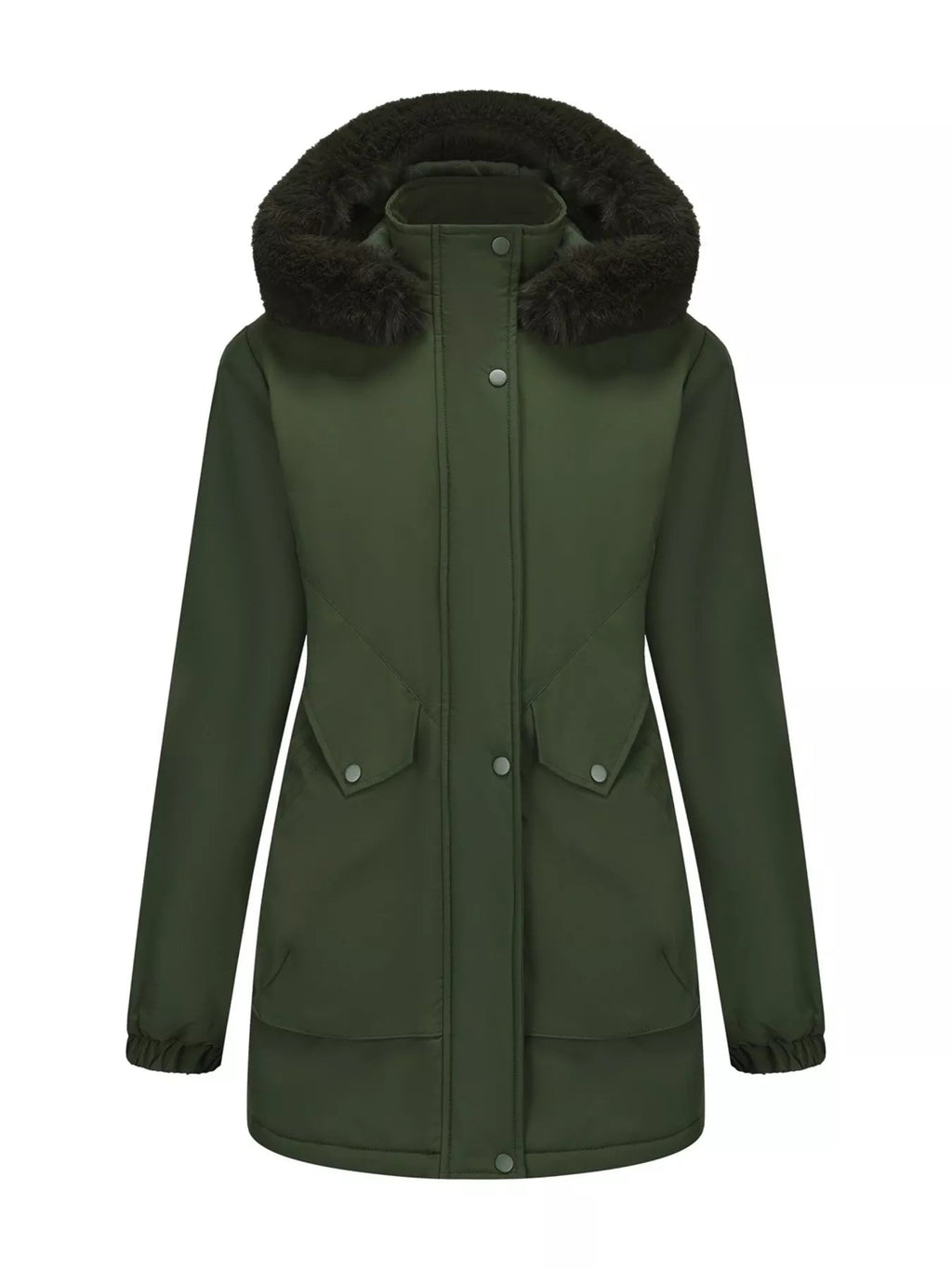 Full Size Fur Hooded Warm Winter Parka Outerwear Plus Size.