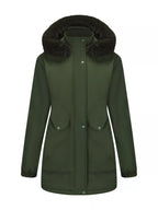 Full Size Fur Hooded Warm Winter Parka Outerwear Plus Size.