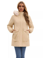 Full Size Fur Hooded Warm Winter Parka Outerwear Plus Size.