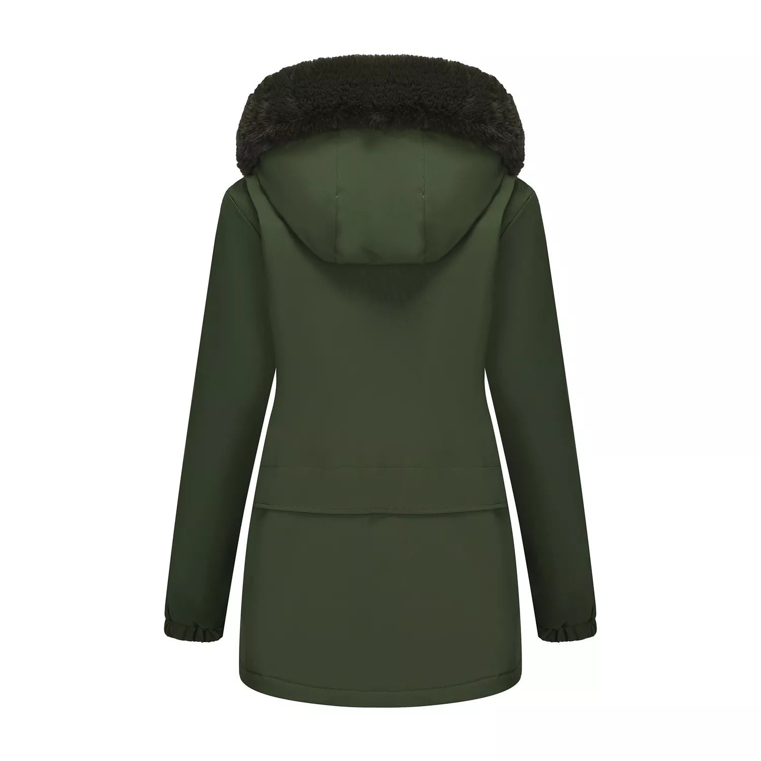 Full Size Fur Hooded Warm Winter Parka Outerwear Plus Size.