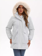 Full Size Fur Hooded Warm Winter Parka Outerwear Plus Size.