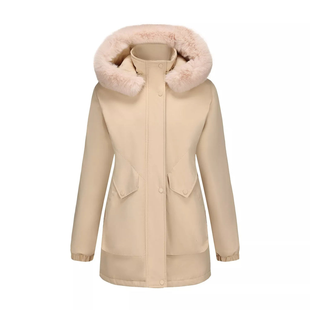 Full Size Fur Hooded Warm Winter Parka Outerwear Plus Size.