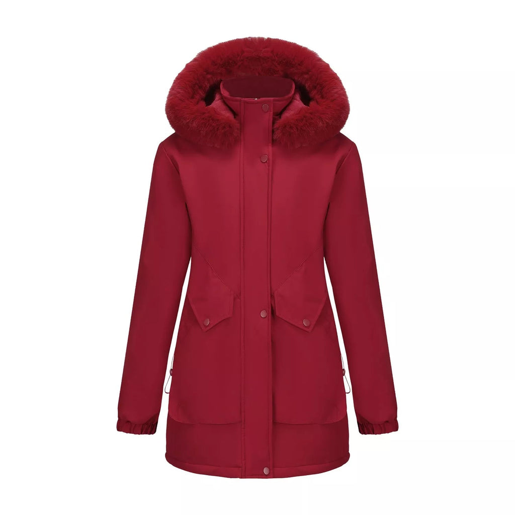 Full Size Fur Hooded Warm Winter Parka Outerwear Plus Size