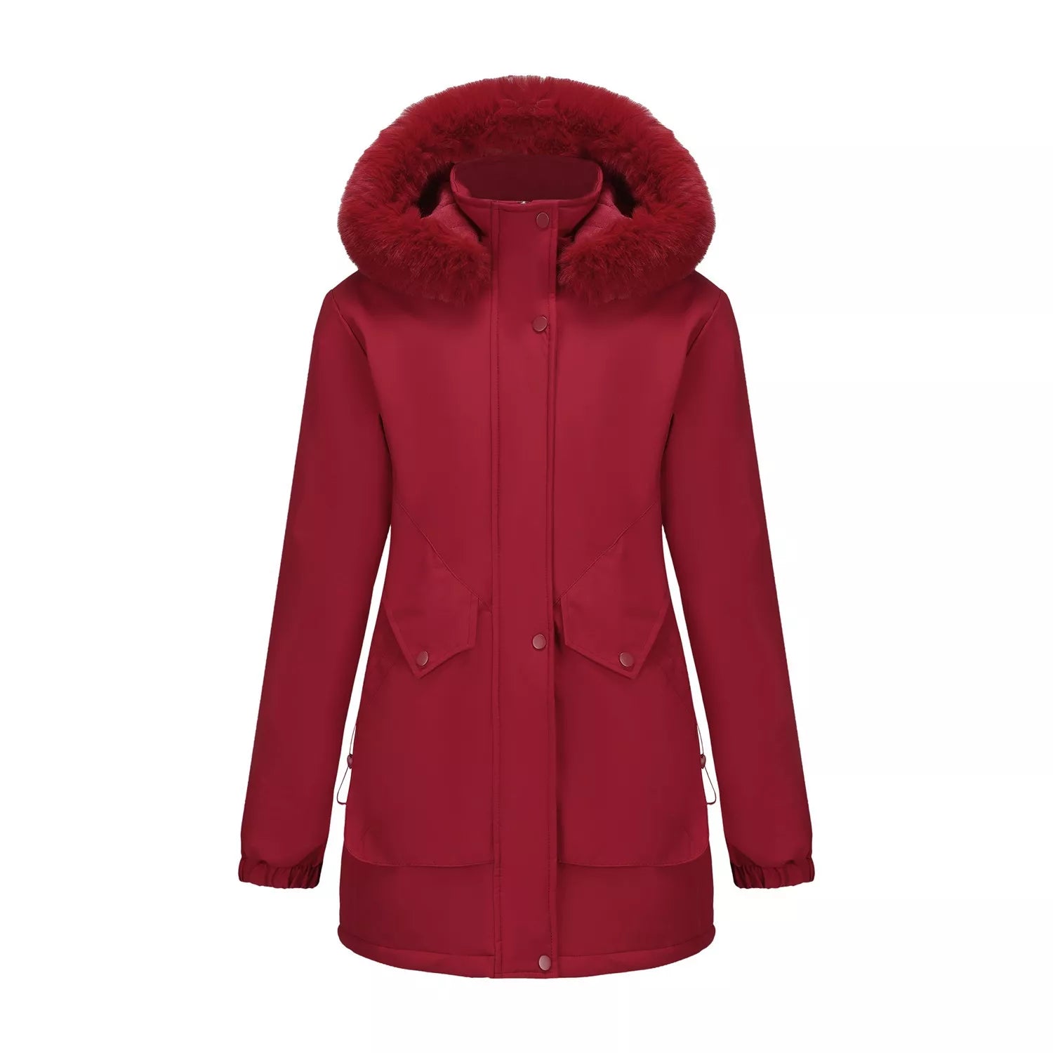 Full Size Fur Hooded Warm Winter Parka Outerwear Plus Size