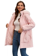Full Size Fur Hooded Warm Winter Parka Outerwear Plus Size.
