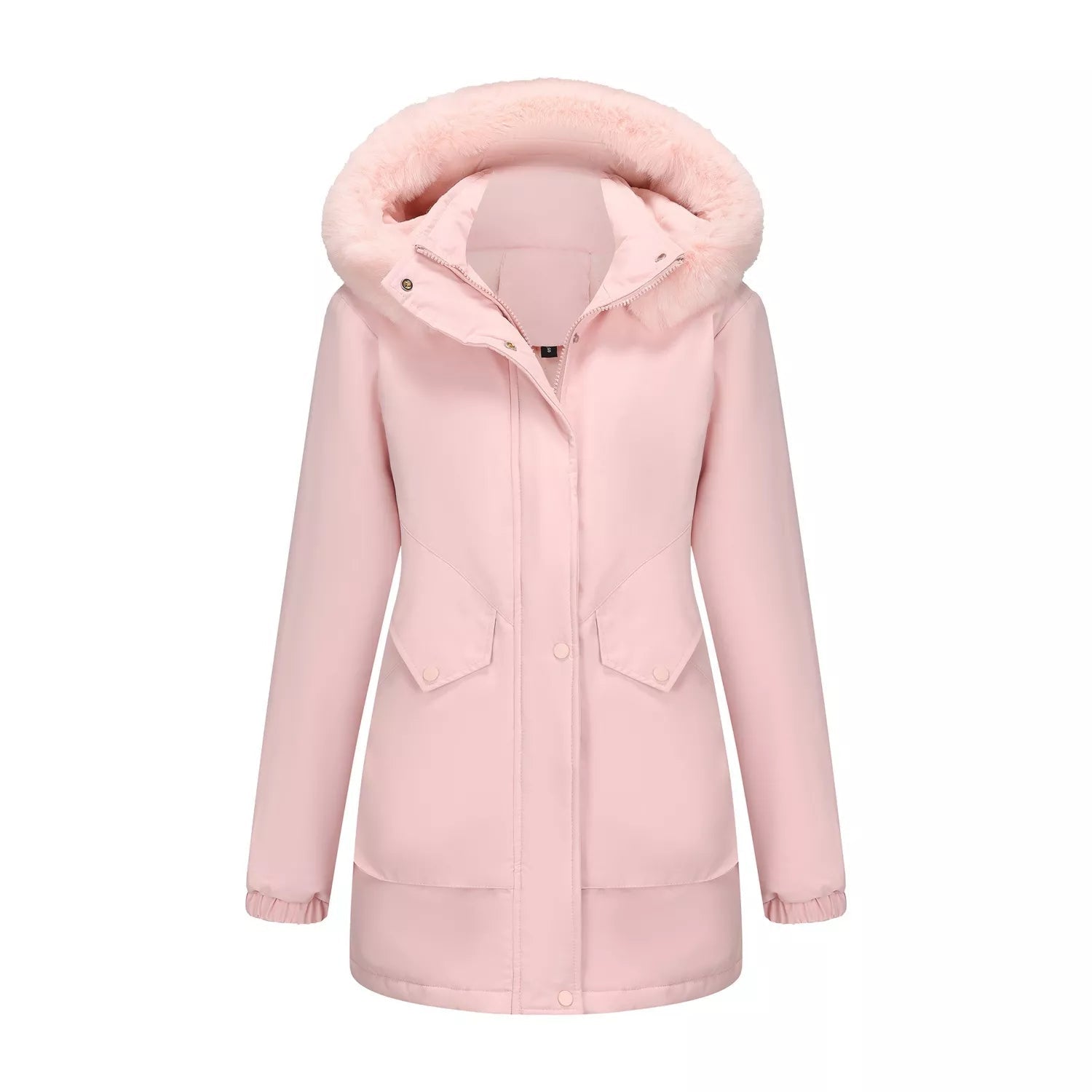 Full Size Fur Hooded Warm Winter Parka Outerwear Plus Size.