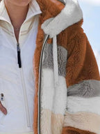 Full Size Fuzzy Zip Up Hooded Outerwear Plus Size.