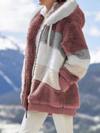 Full Size Fuzzy Zip Up Hooded Outerwear Plus Size.