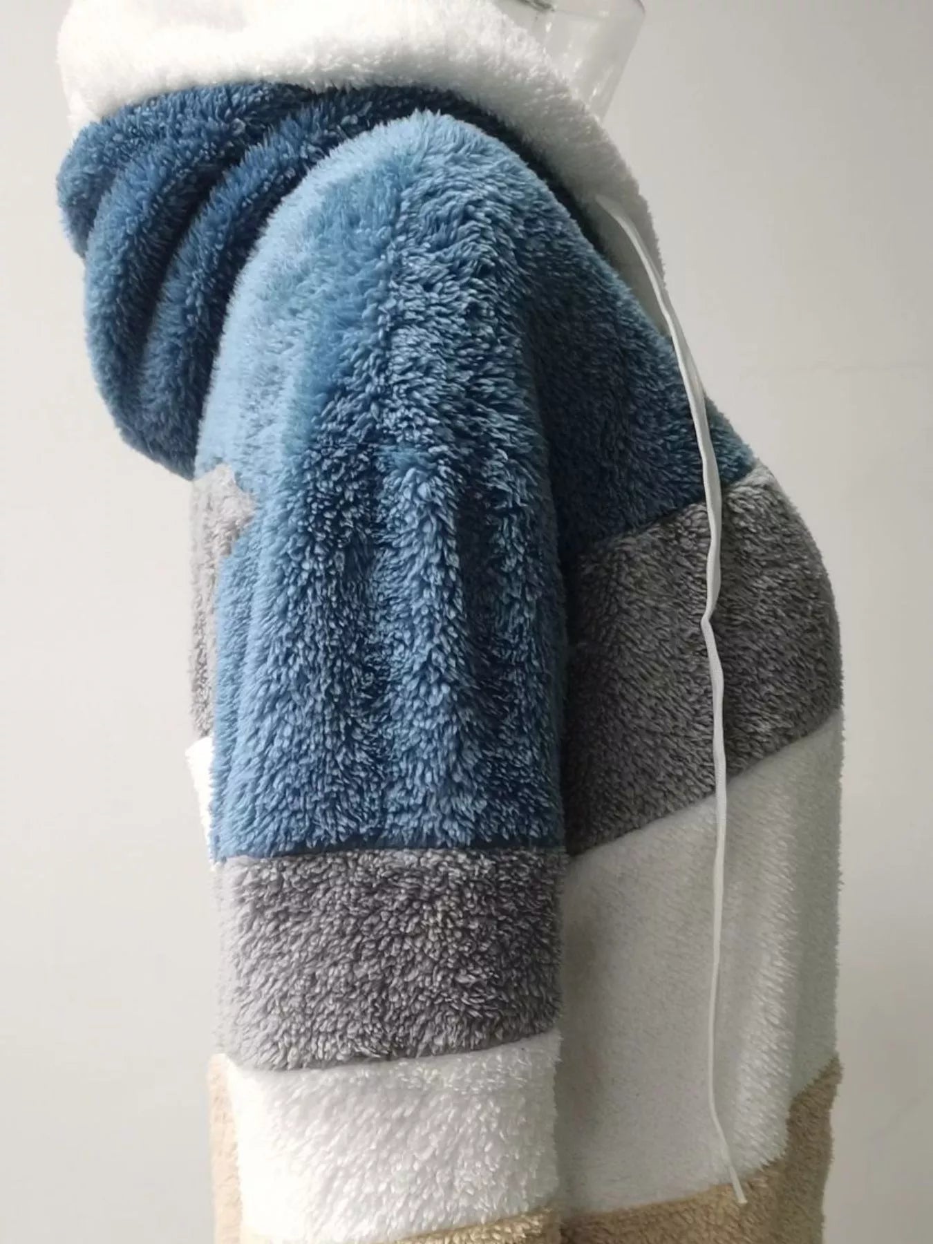 Full Size Fuzzy Zip Up Hooded Outerwear Plus Size.