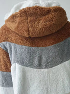 Full Size Fuzzy Zip Up Hooded Outerwear Plus Size.