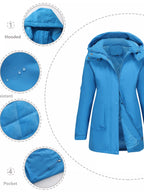Full Size Hooded Mid-Length Windproof Outerwear Plus Size.