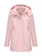 Full Size Hooded Mid - Length Windproof Outerwear Plus Size