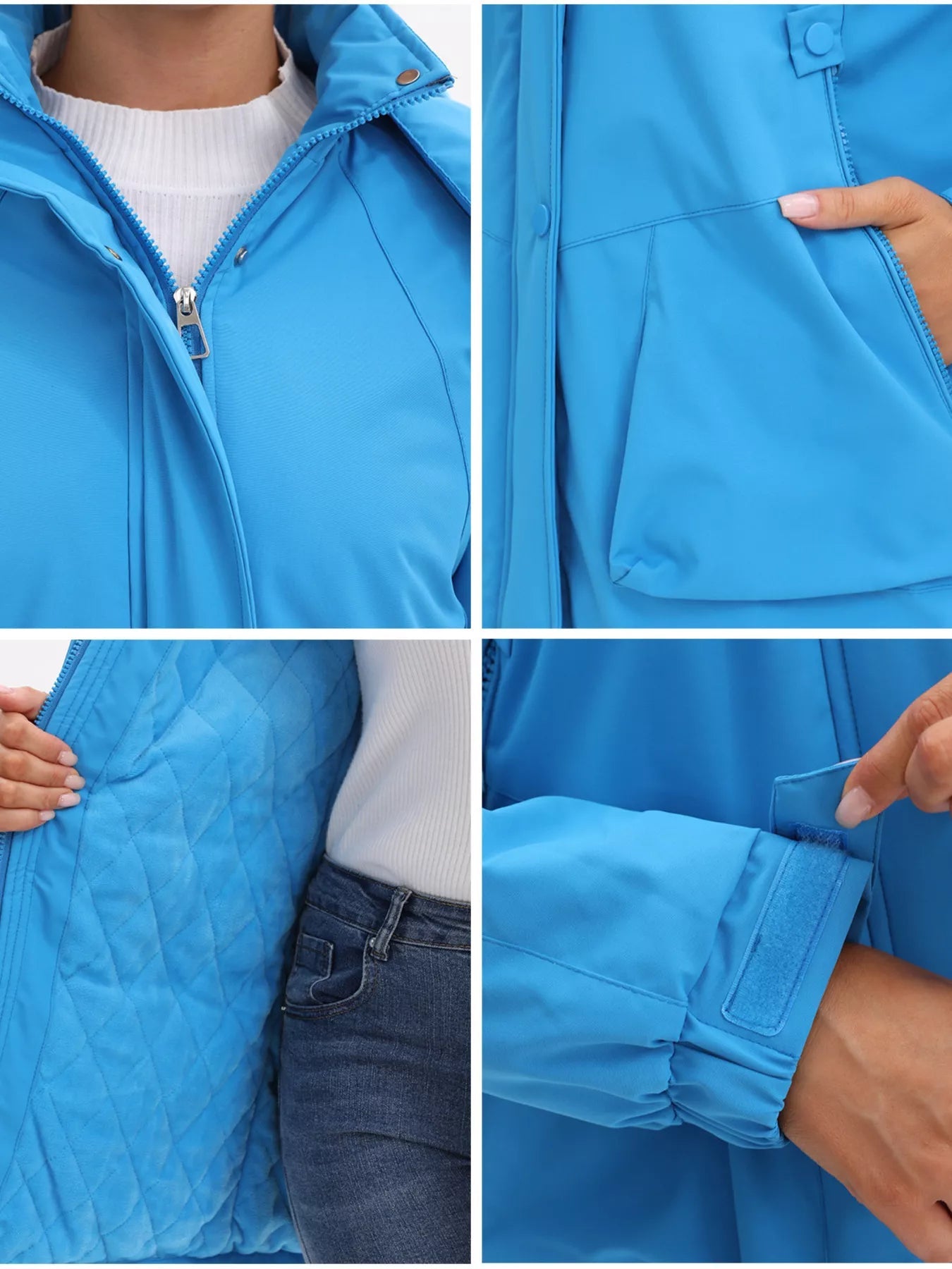 Full Size Hooded Mid-Length Windproof Outerwear Plus Size.