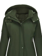 Full Size Hooded Mid - Length Windproof Outerwear Plus Size